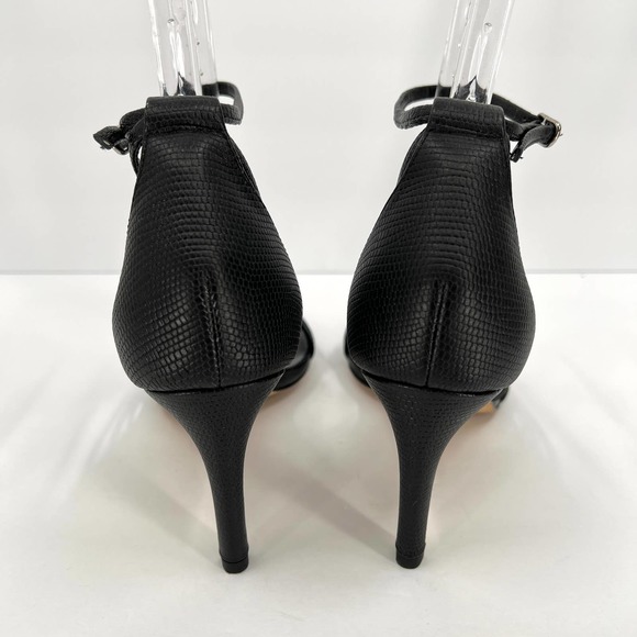 FREE PEOPLE Shoes Womens 39 Black Disco Fever Strappy Heeled Sandal Lizard Print - Picture 3 of 11